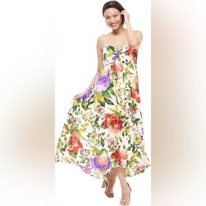 LONDON TIMES | Floral Tie Slip Dress